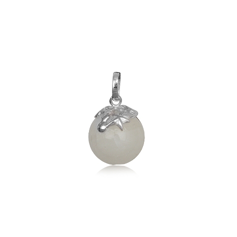 Colgante esfera de Nácar con anilla hoja de plata