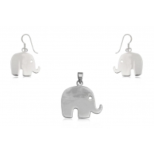 Pendientes y Colgante de Plata - Elefantes