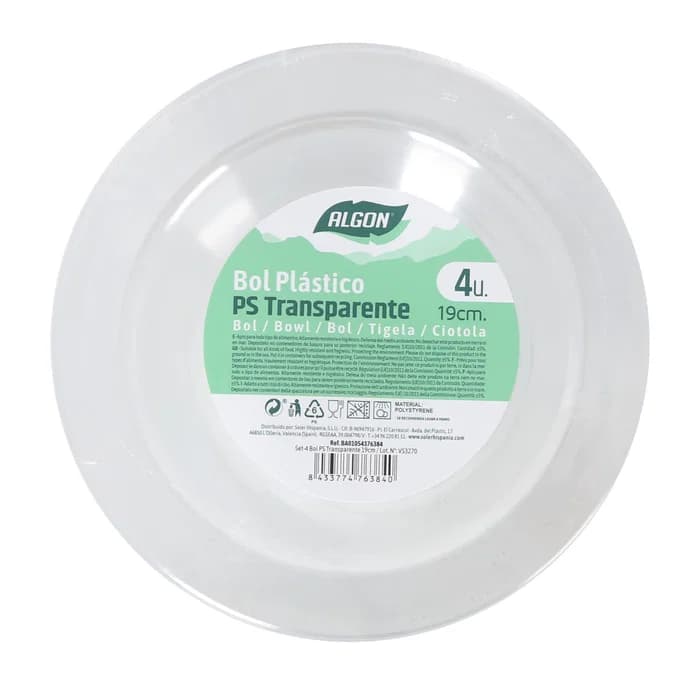 Algon Set 4 Bol Transparente PS 19 cm
